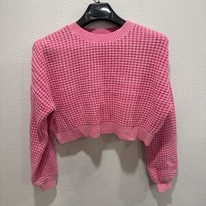 Hollister Pink 💖 Cropped Waffle Knit Sweater  — XS — Excellent Condition